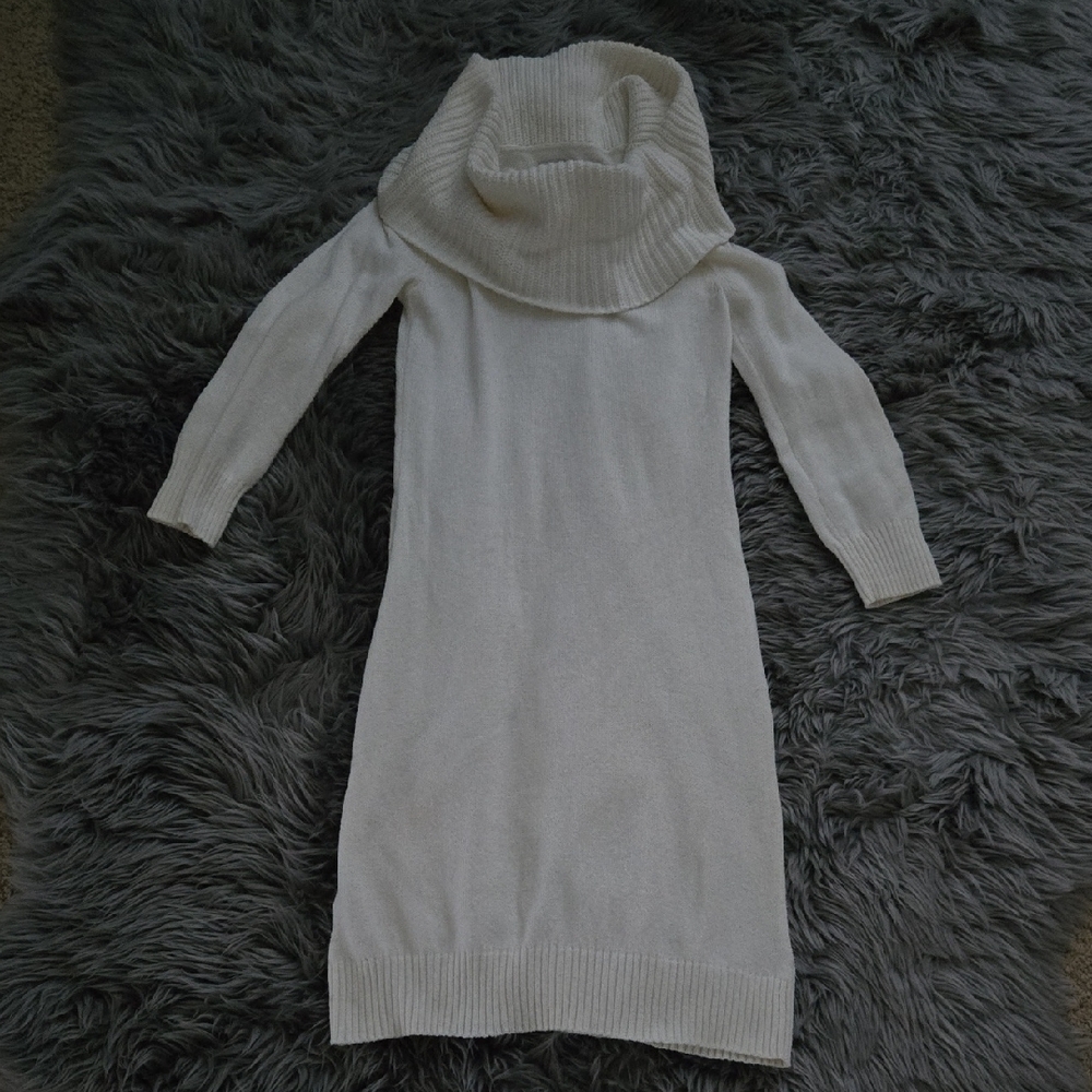Old Navy Off-White/Cream Cowl Neck Sweater Mini Dress